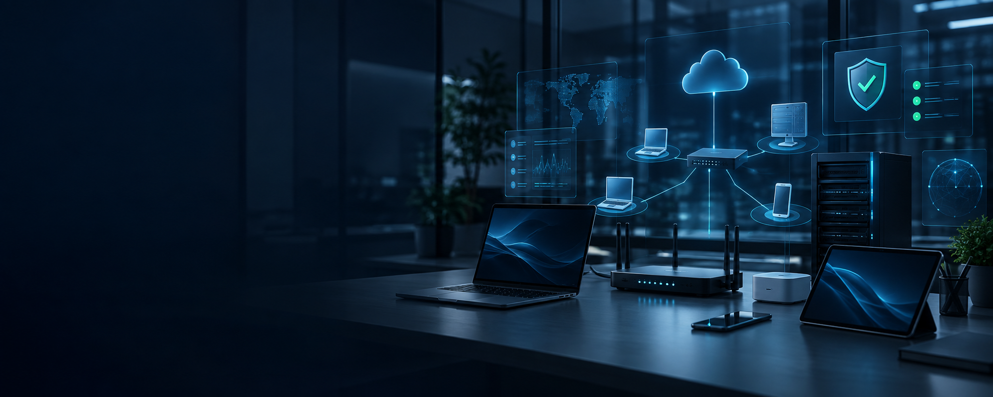 Protected small-business network and cybersecurity dashboard